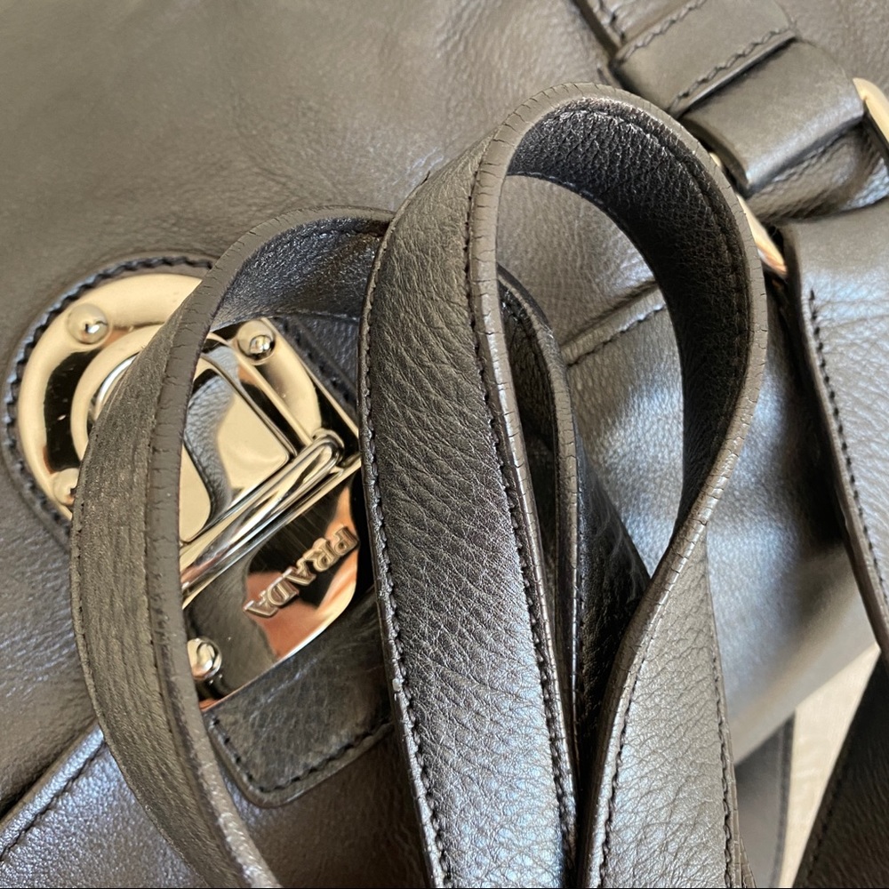 Prada Grayish Black Leather Tote Bag - Picture 8 of 15